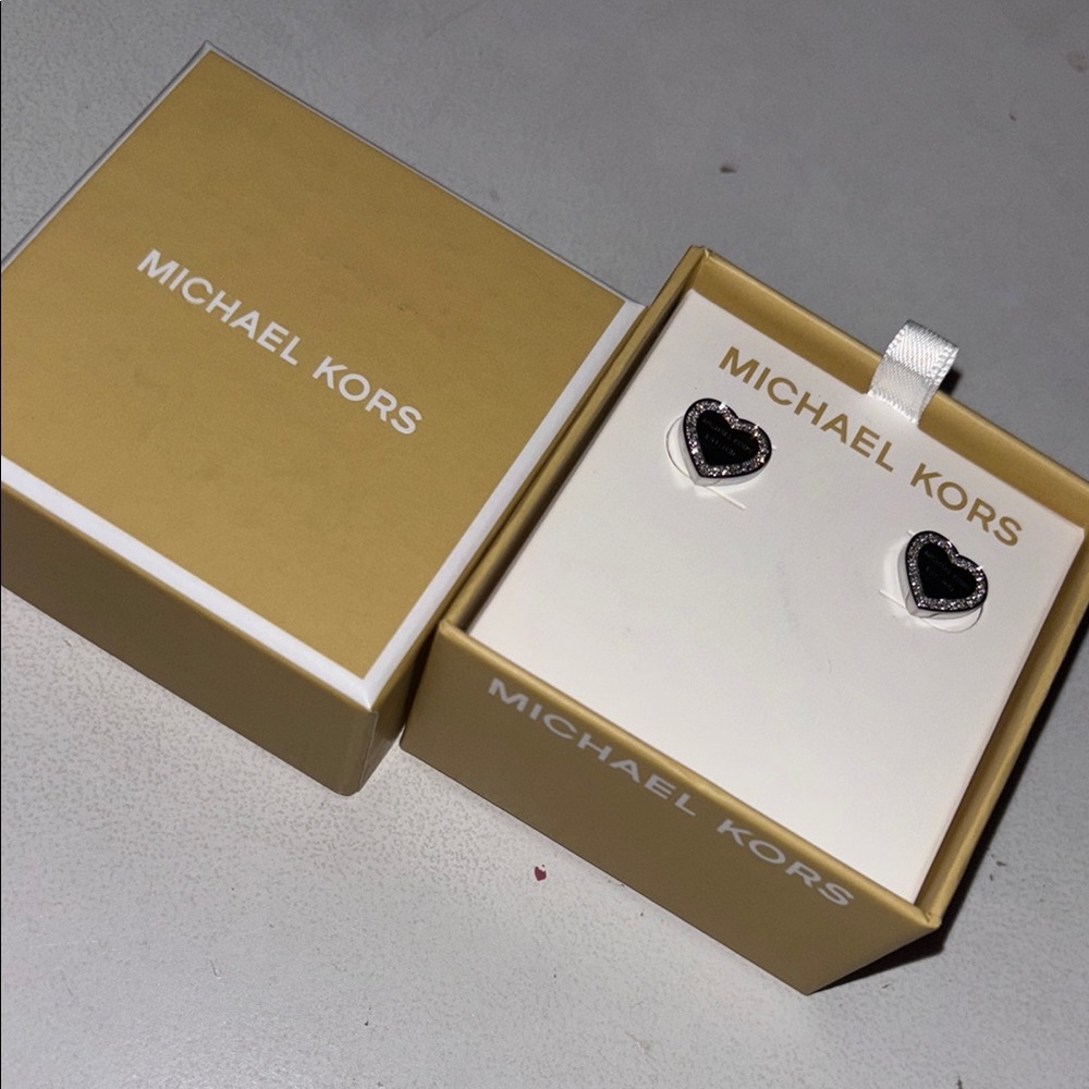 MK Heart Earrings - Picture 2 of 2